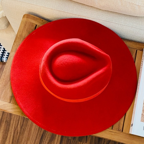 BRIXTON Structured Fedora Red Rancher Hat 100% Wool Can Be UNISEX  Size M - Picture 4 of 12